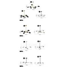 Lustre moderno e contemporâneo com cúpulas de acrílico branco e preto