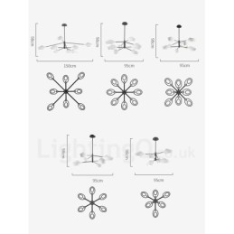 Lustre moderno e contemporâneo com cúpulas de acrílico branco e preto