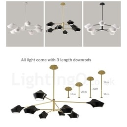 Lustre moderno e contemporâneo com cúpulas de acrílico branco e preto