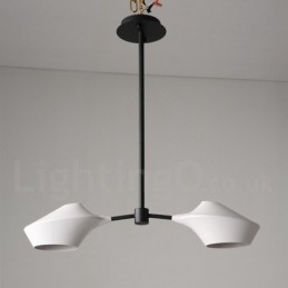 Lustre moderno e contemporâneo com cúpulas de acrílico branco e preto