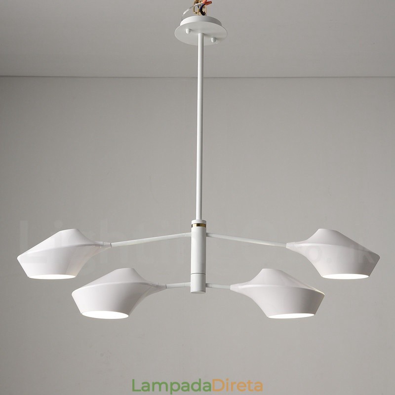 Lustre moderno e contemporâneo com cúpulas de acrílico branco e preto