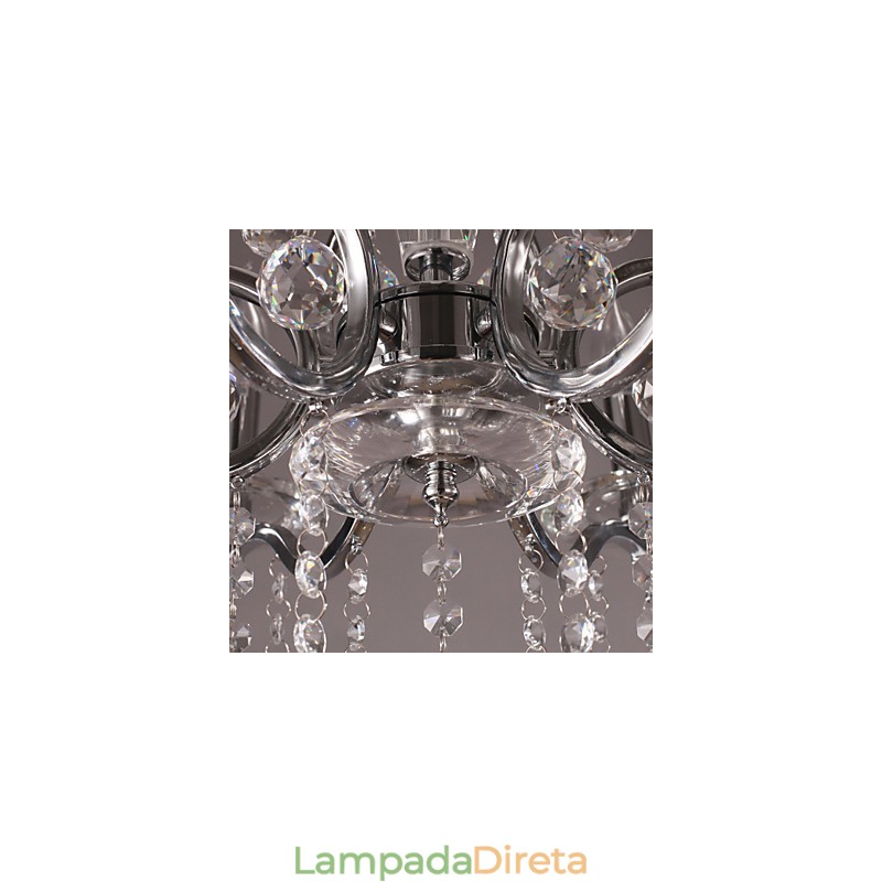 Lustre de cristal elegante cromado com vela