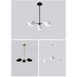 Lustre moderno e contemporâneo com cúpulas de acrílico branco e preto