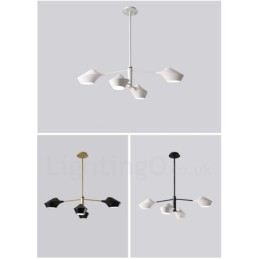 Lustre moderno e contemporâneo com cúpulas de acrílico branco e preto