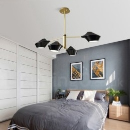 Lustre moderno e contemporâneo com cúpulas de acrílico branco e preto