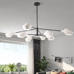 Lustre moderno e contemporâneo com cúpulas de acrílico branco e preto