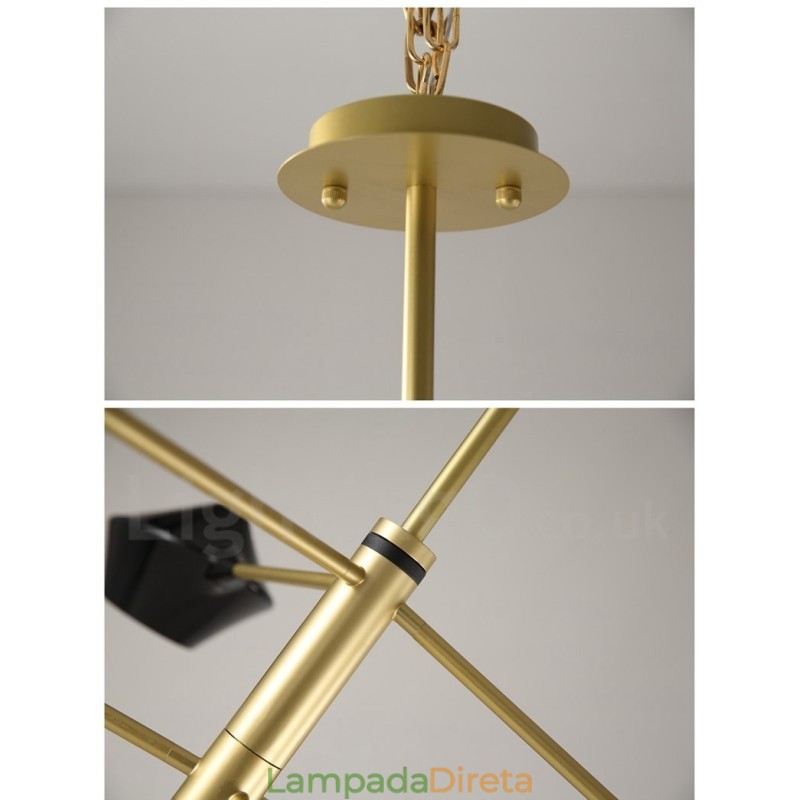 Lustre moderno e contemporâneo com cúpulas de acrílico branco e preto