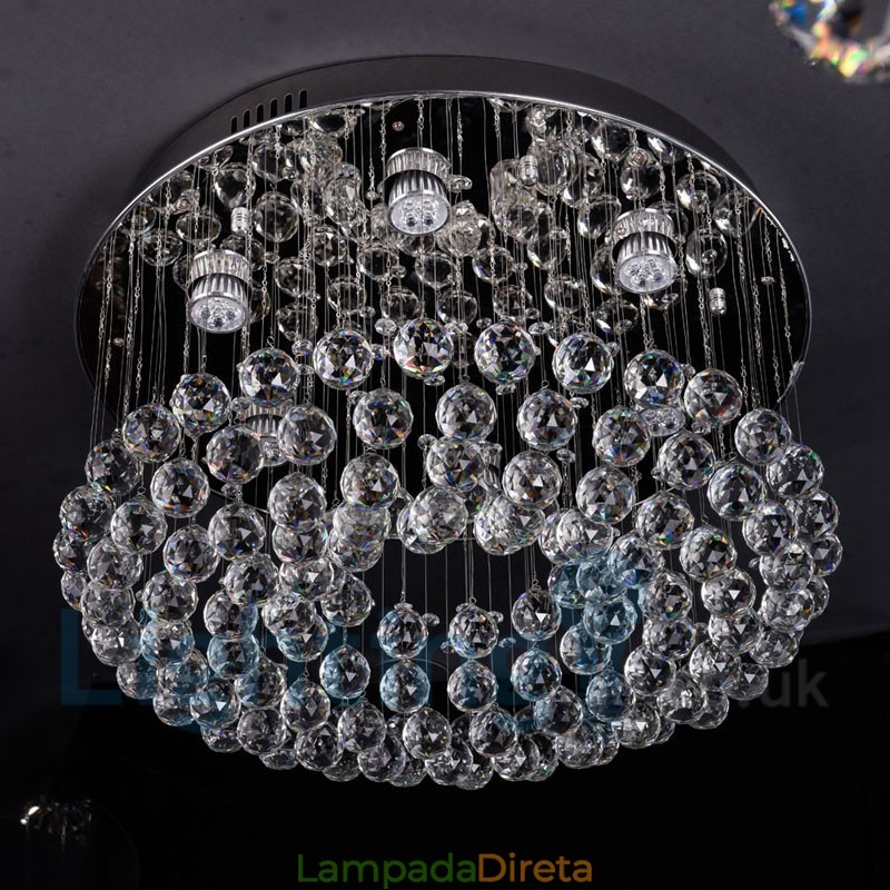 Luminária de teto redonda de cristal K9 moderna embutida
