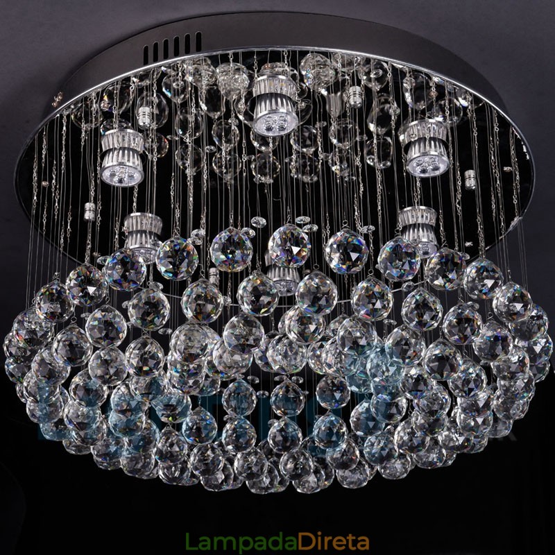 Luminária de teto redonda de cristal K9 moderna embutida