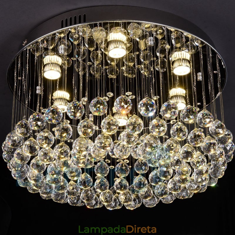 Luminária de teto redonda de cristal K9 moderna embutida