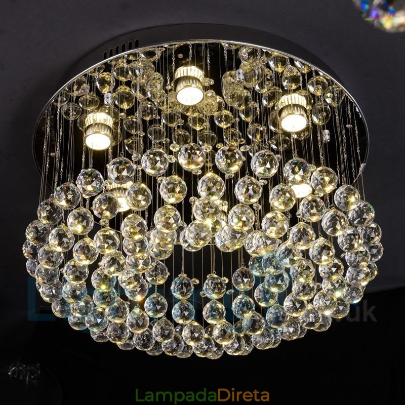 Luminária de teto redonda de cristal K9 moderna embutida