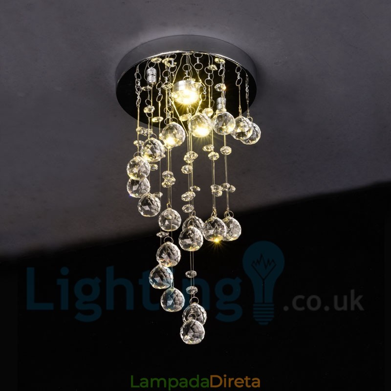 1 Luz Moderna K9 Cristal Redondo Montagem Embutida Luz de Teto