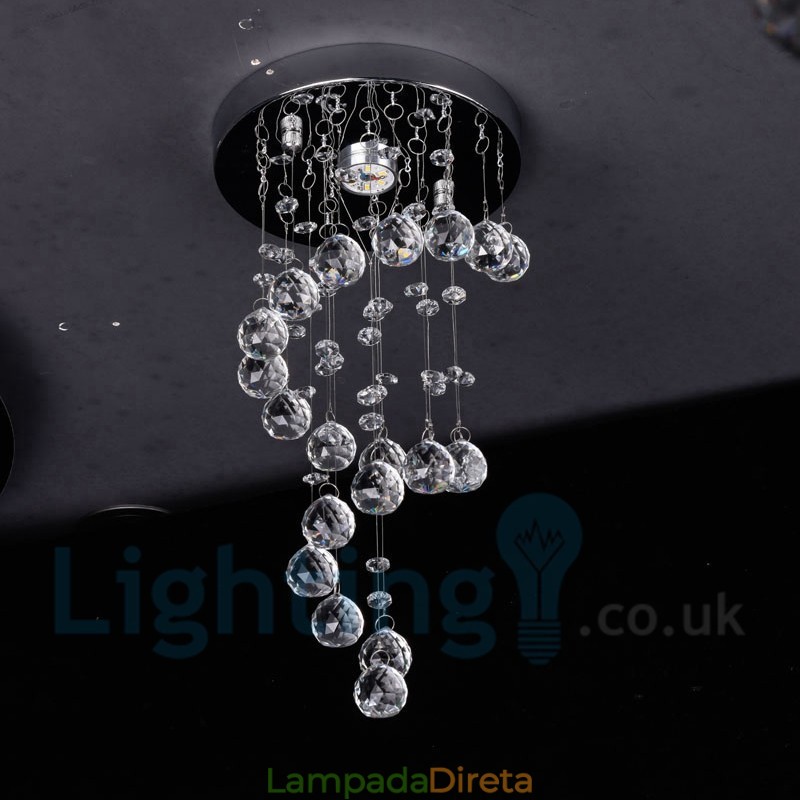 1 Luz Moderna K9 Cristal Redondo Montagem Embutida Luz de Teto