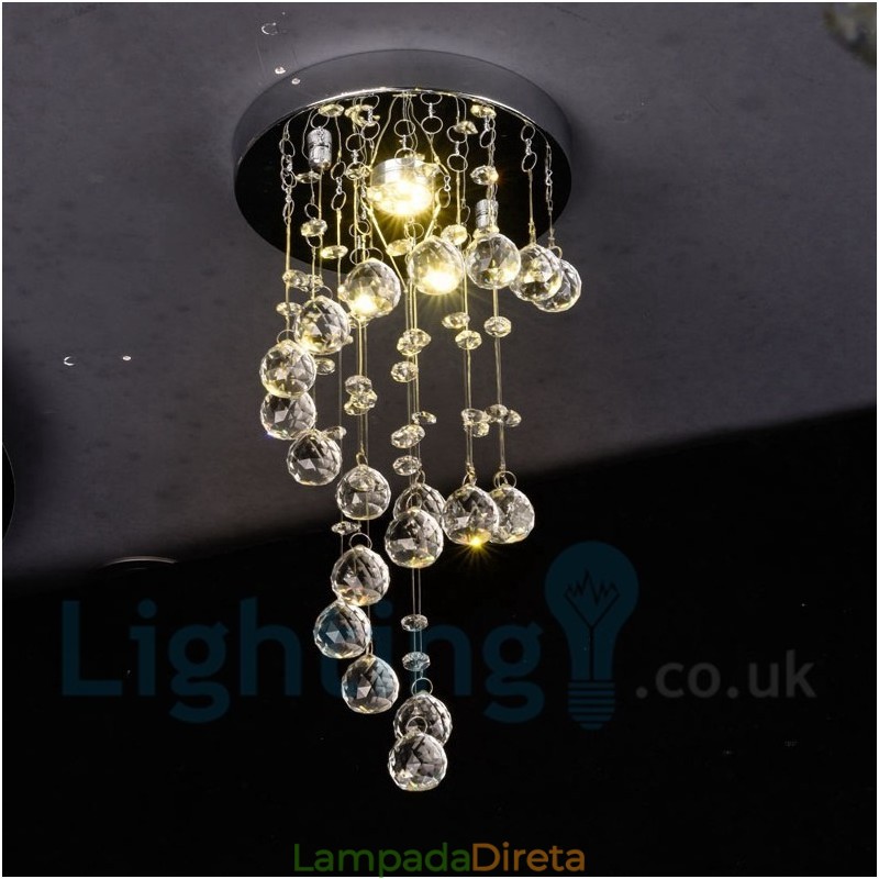 1 Luz Moderna K9 Cristal Redondo Montagem Embutida Luz de Teto