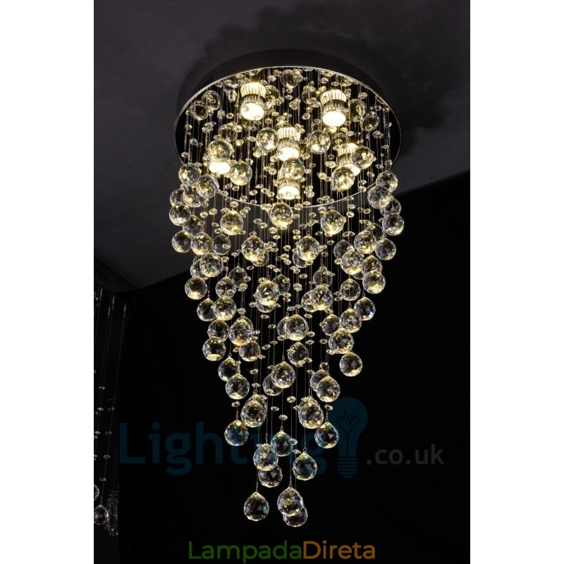 6 Luzes Modernas K9 Cristal Redonda Montagem Embutida Luz de Teto