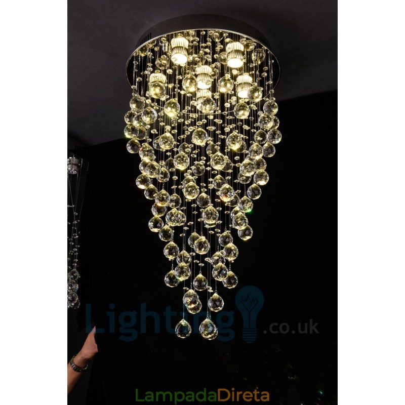 6 Luzes Modernas K9 Cristal Redonda Montagem Embutida Luz de Teto