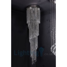 4 x GU10 + 8 x G4 150CM Long Crystal Drop Light Modern K9 Cristal Redondo Montagem Embutida Luz de Teto