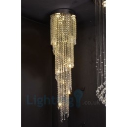 4 x GU10 + 8 x G4 150CM Long Crystal Drop Light Modern K9 Cristal Redondo Montagem Embutida Luz de Teto