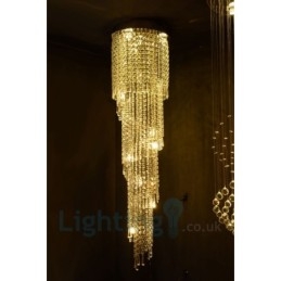 4 x GU10 + 8 x G4 150CM Long Crystal Drop Light Modern K9 Cristal Redondo Montagem Embutida Luz de Teto