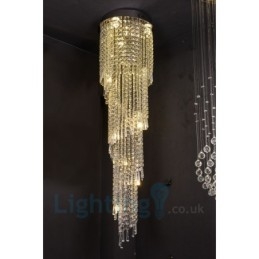 4 x GU10 + 8 x G4 150CM Long Crystal Drop Light Modern K9 Cristal Redondo Montagem Embutida Luz de Teto
