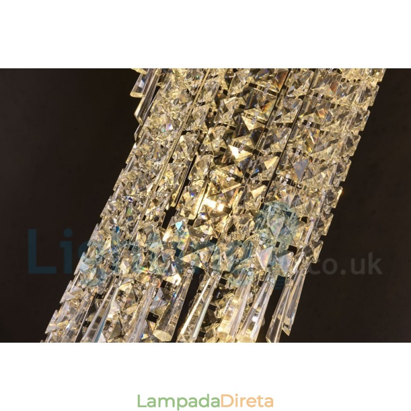 4 x GU10 + 8 x G4 150CM Long Crystal Drop Light Modern K9 Cristal Redondo Montagem Embutida Luz de Teto