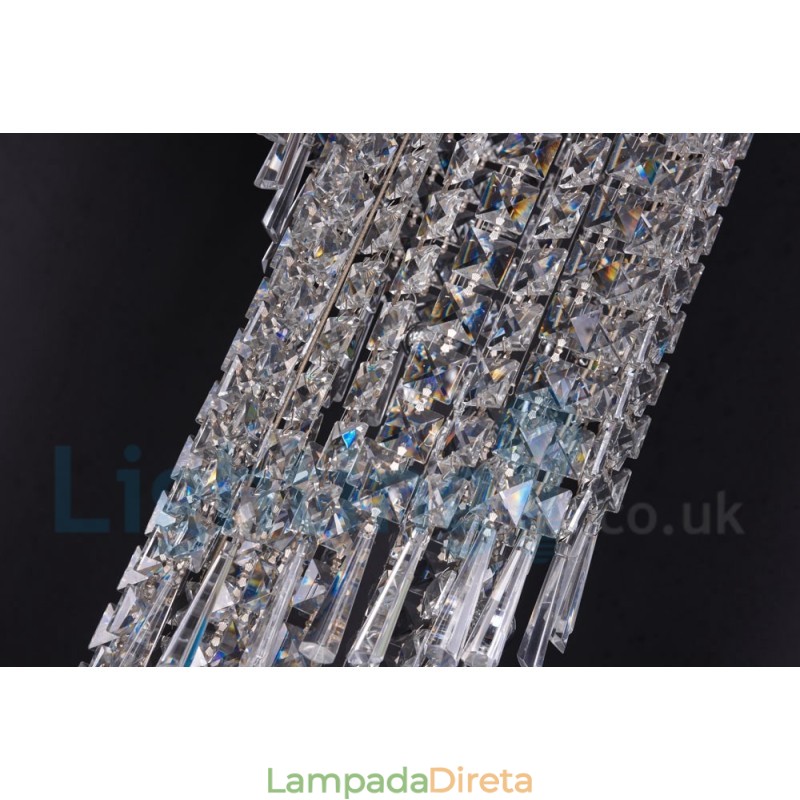 4 x GU10 + 8 x G4 150CM Long Crystal Drop Light Modern K9 Cristal Redondo Montagem Embutida Luz de Teto
