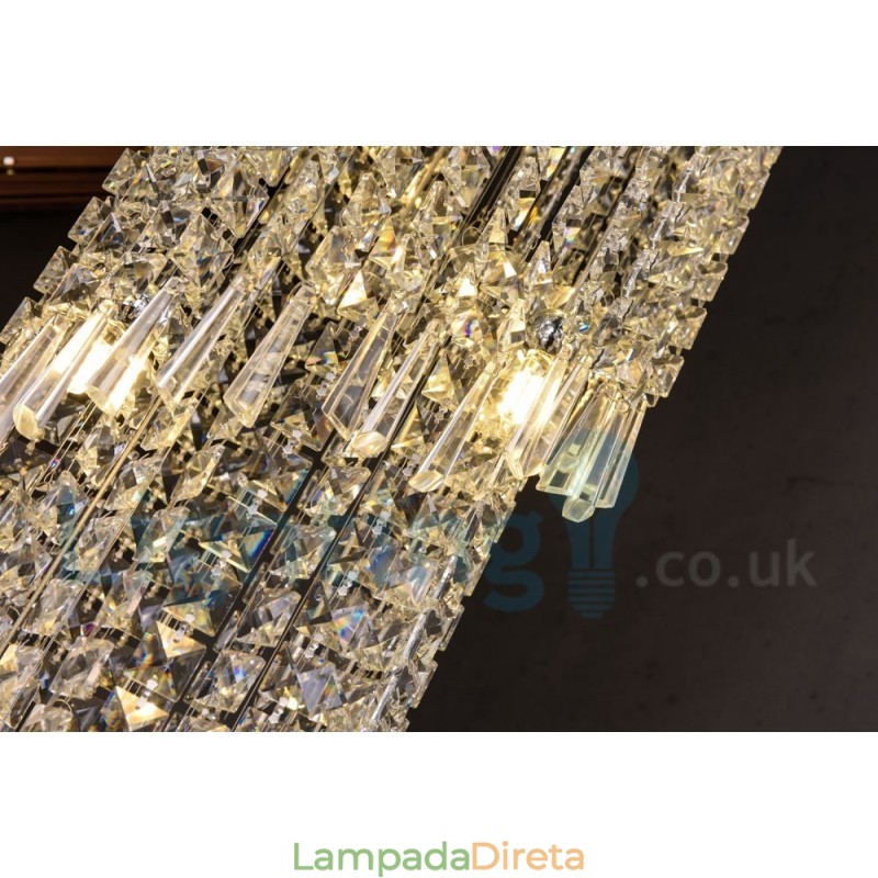 4 x GU10 + 8 x G4 150CM Long Crystal Drop Light Modern K9 Cristal Redondo Montagem Embutida Luz de Teto