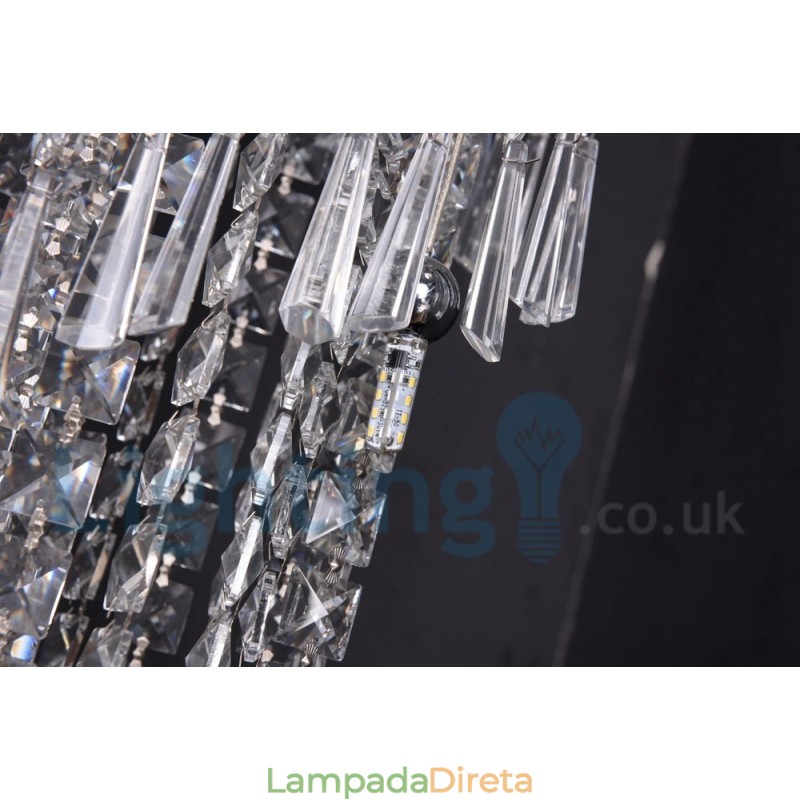 4 x GU10 + 8 x G4 150CM Long Crystal Drop Light Modern K9 Cristal Redondo Montagem Embutida Luz de Teto