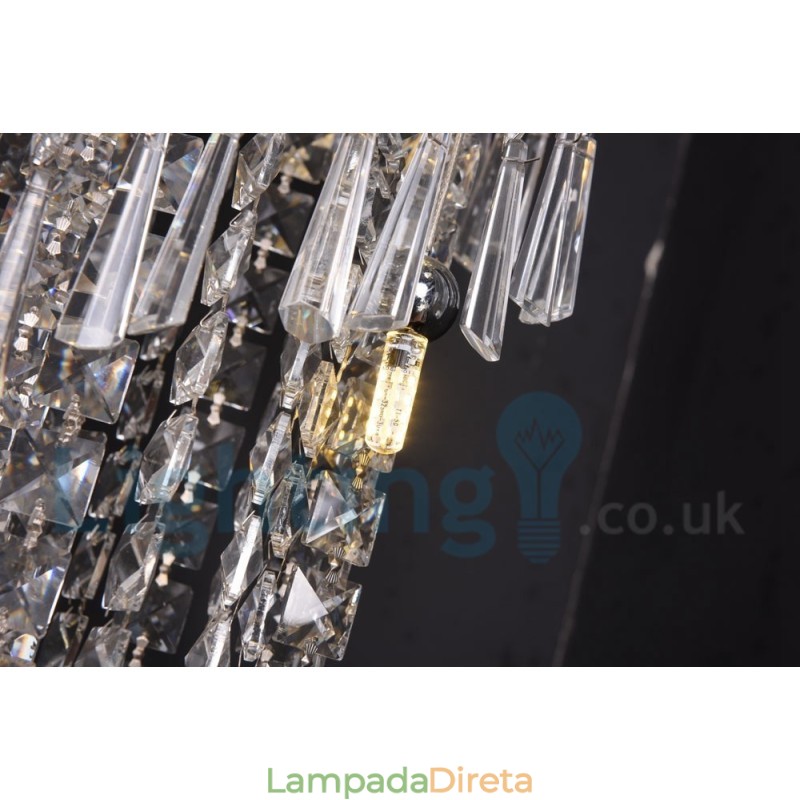 4 x GU10 + 8 x G4 150CM Long Crystal Drop Light Modern K9 Cristal Redondo Montagem Embutida Luz de Teto