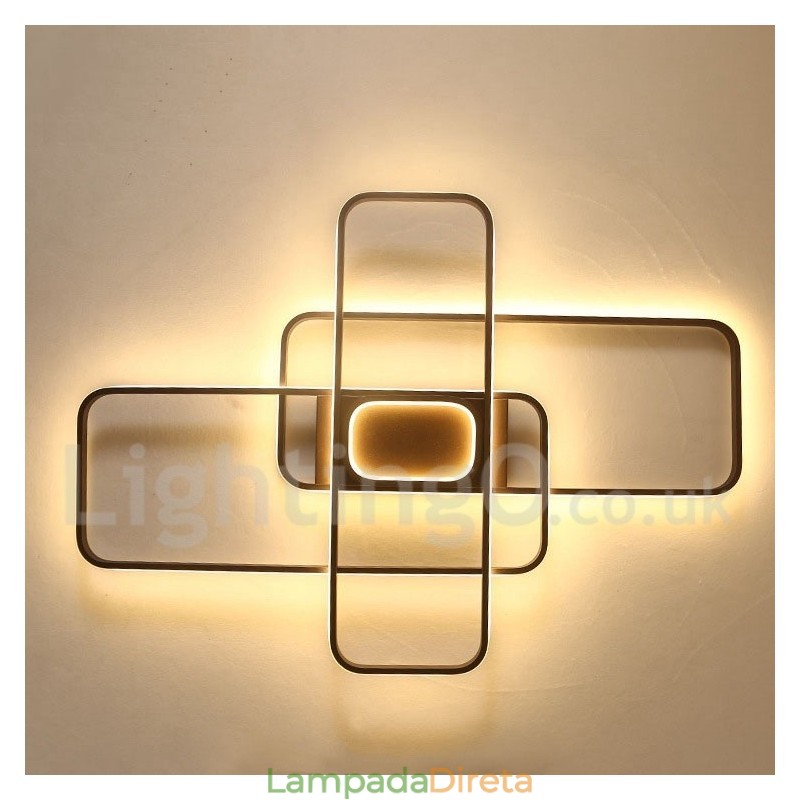 Luminária de teto moderna contemporânea em alumínio com pintura embutida e dimmer remoto, também pode ser usada como luminária de parede