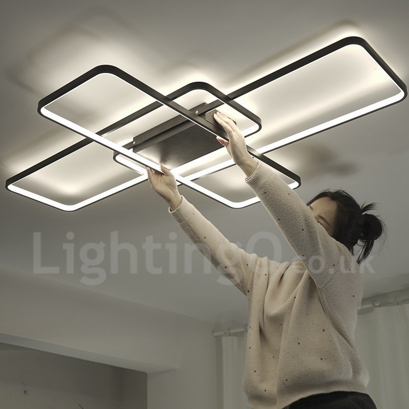 Luminária de teto moderna contemporânea em alumínio com pintura embutida, luminária de parede com dimmer remoto para sala de estar, quarto, também pode ser usada como luminária de parede