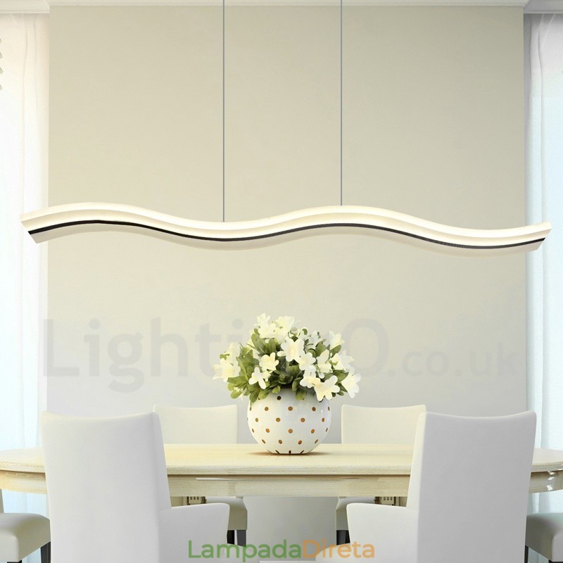 Luminária pendente linear regulável com controle remoto e design moderno