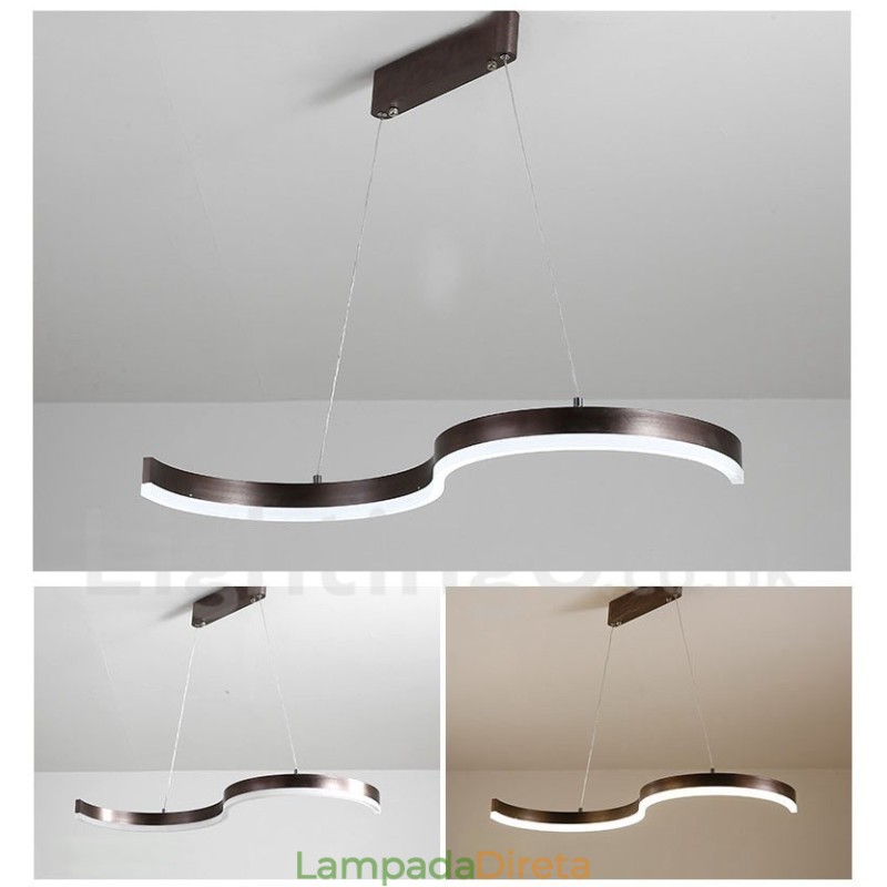 Luminária pendente linear regulável com controle remoto e design moderno