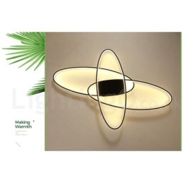 Luminária de teto oval moderna e contemporânea em alumínio com ajuste de intensidade, luminária embutida para sala de estar, quarto, também pode ser usada como luminária de parede