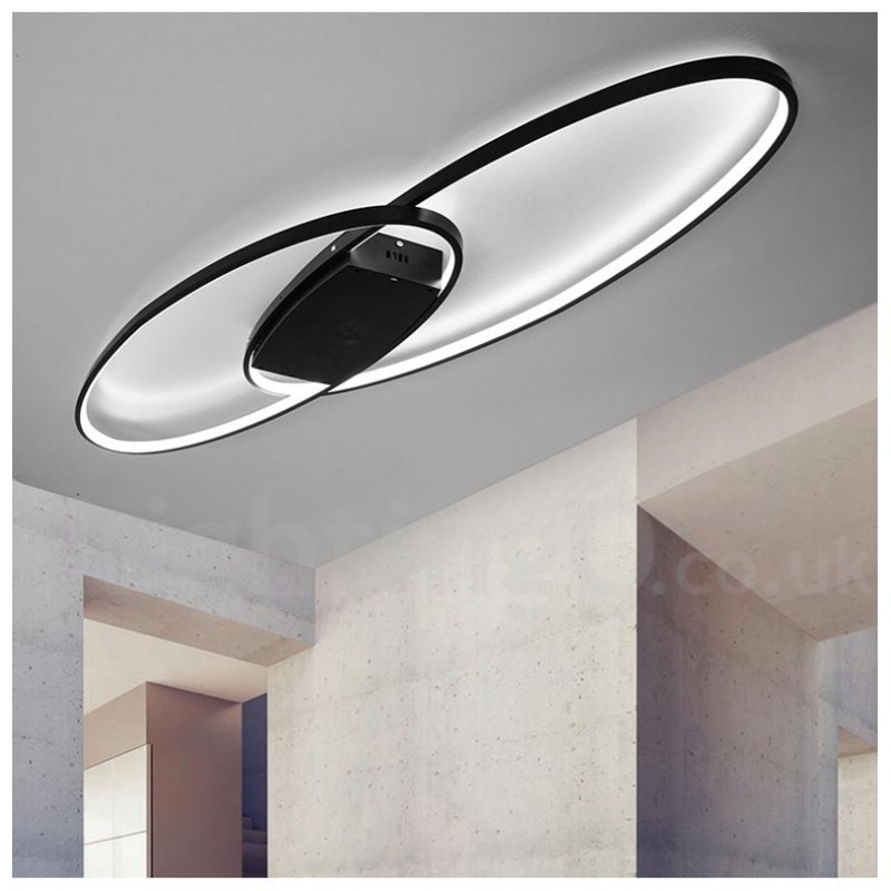 Luminária de teto oval moderna e contemporânea em alumínio com ajuste de intensidade, luminária embutida para sala de estar, quarto, também pode ser usada como luminária de parede