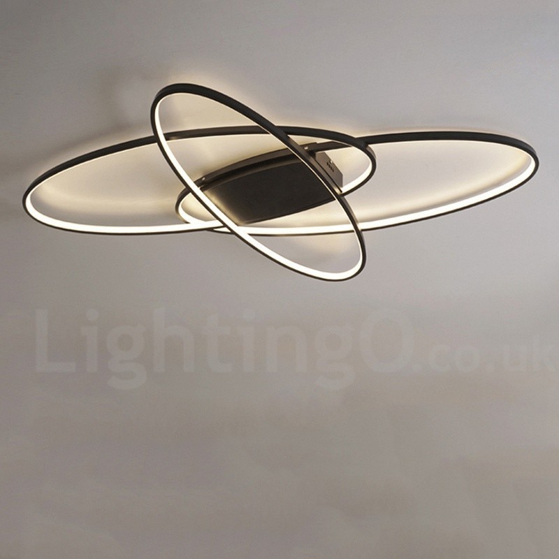 Luminária de teto oval moderna e contemporânea em alumínio com ajuste de intensidade, luminária embutida para sala de estar, quarto, também pode ser usada como luminária de parede