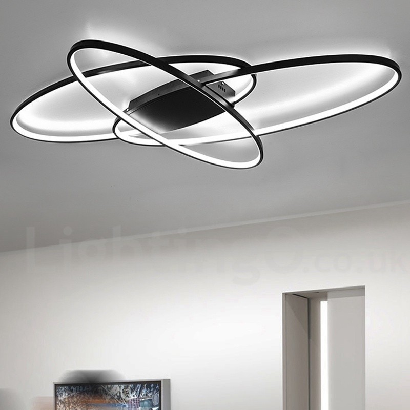 Luminária de teto oval moderna e contemporânea em alumínio com ajuste de intensidade, luminária embutida para sala de estar, quarto, também pode ser usada como luminária de parede