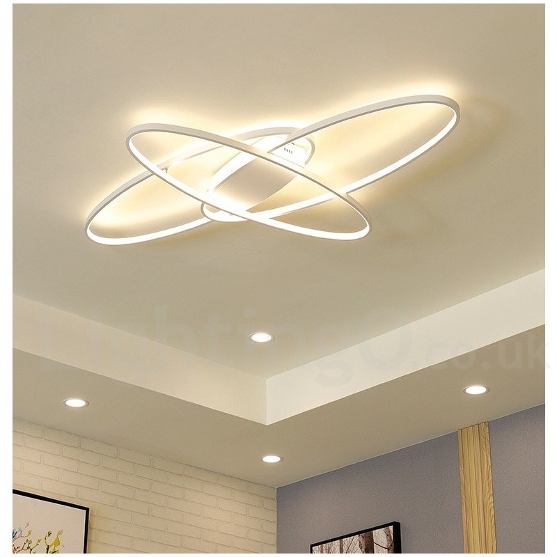Luminária de teto oval moderna e contemporânea em alumínio com ajuste de intensidade, luminária embutida para sala de estar, quarto, também pode ser usada como luminária de parede