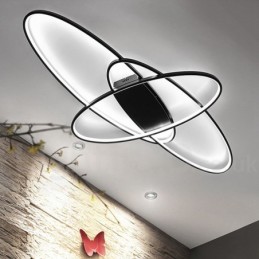 Luminária de teto oval moderna e contemporânea em alumínio com ajuste de intensidade, luminária embutida para sala de estar, quarto, também pode ser usada como luminária de parede