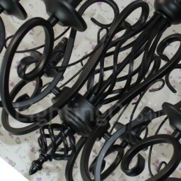 Lustre de vela pendente preto e branco vintage retrô rústico de 6 luzes