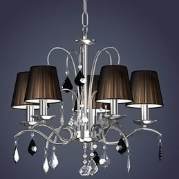 Abajur de tecido Lustre de cristal 5 luzes