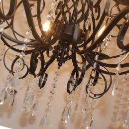 Lustre de vela pendente preto retrô vintage rústico de cristal de 8 luzes