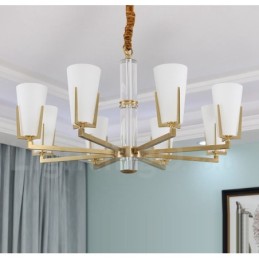 Lustre de vela pendente de cristais de latão vintage retrô com cúpulas de vidro