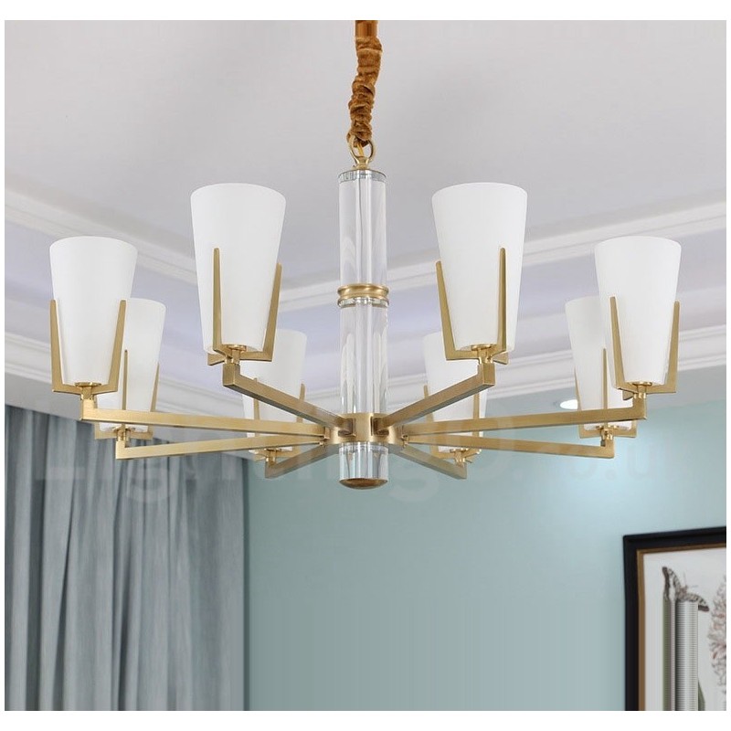 Lustre de vela pendente de cristais de latão vintage retrô com cúpulas de vidro