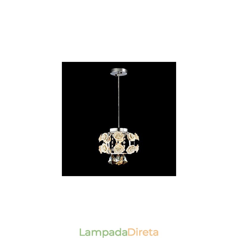 Lustre Cristal Moderno Contemporâneo Lanterna Metal 1 Luz