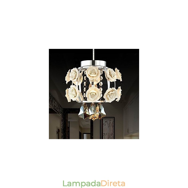 Lustre Cristal Moderno Contemporâneo Lanterna Metal 1 Luz