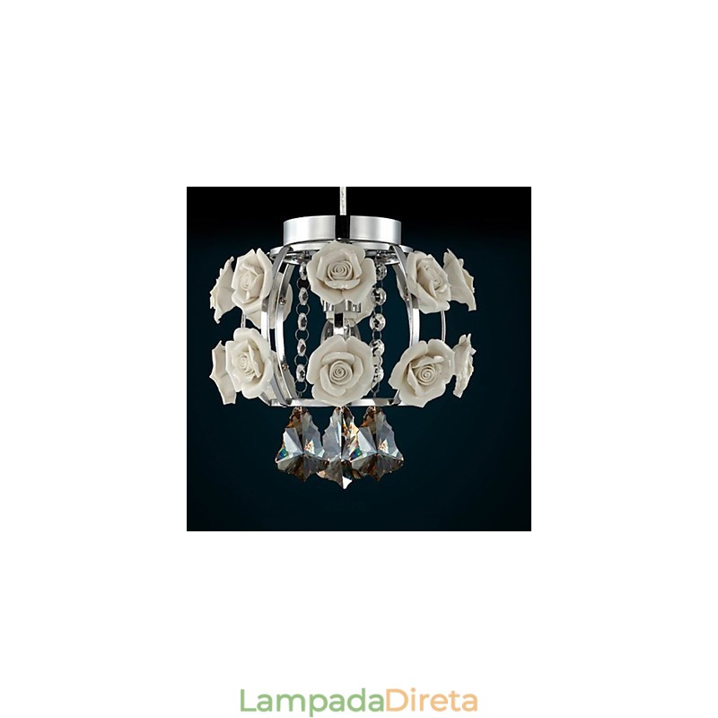 Lustre Cristal Moderno Contemporâneo Lanterna Metal 1 Luz
