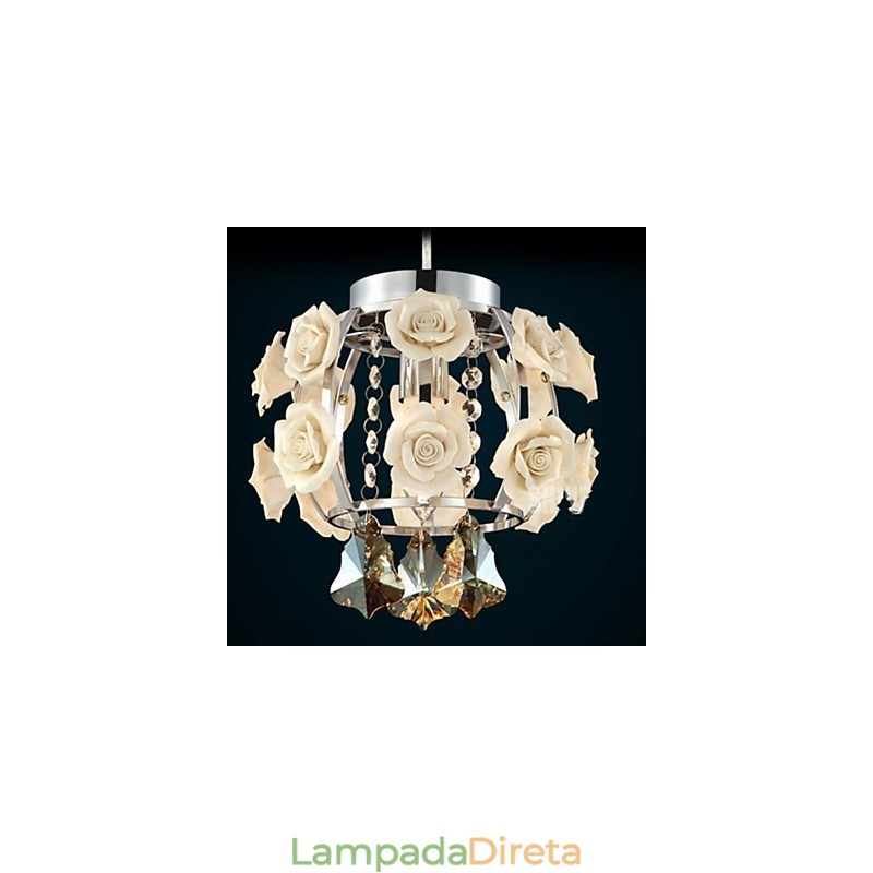 Lustre Cristal Moderno Contemporâneo Lanterna Metal 1 Luz