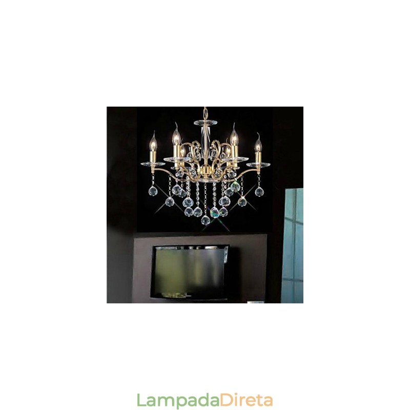 Lustre de metal dourado cristal clássico tradicional