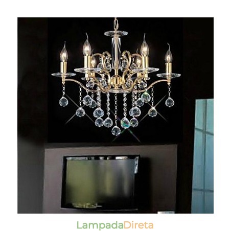 Lustre de metal dourado cristal clássico tradicional Lustre de metal dourado cristal clássico tradicional